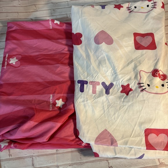 Y2K Hello Kitty Twin Topper Sheet Set Flat And Fitted Girls Sheet Set - Picture 1 of 6